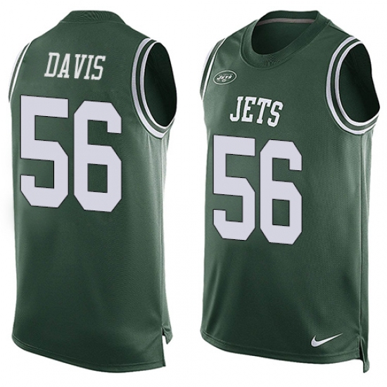 Men's Nike New York Jets 56 DeMario Davis Limited Green Player Name & Number Tank Top NFL Jersey