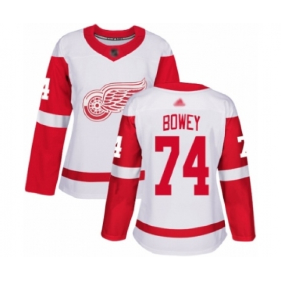 Women's Detroit Red Wings 74 Madison Bowey Authentic White Away Hockey Jersey