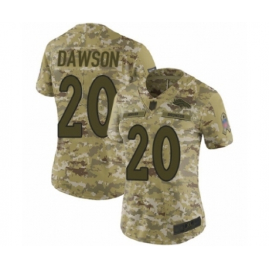 Women's Denver Broncos 20 Duke Dawson Limited Camo 2018 Salute to Service Football Jersey