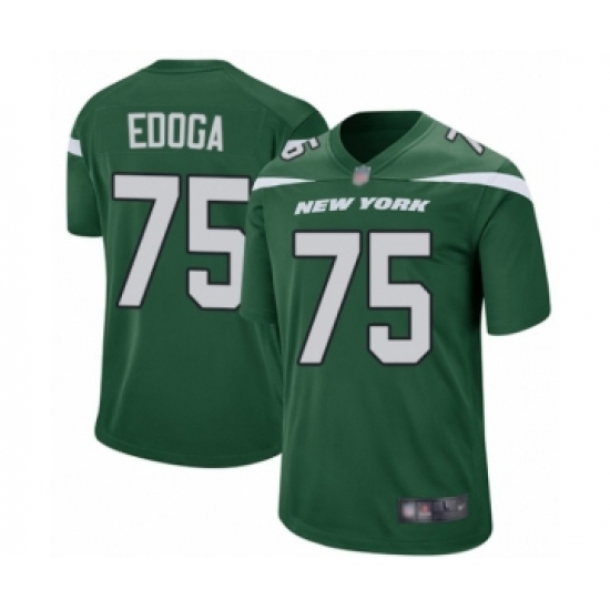 Men's New York Jets 75 Chuma Edoga Game Green Team Color Football Jersey