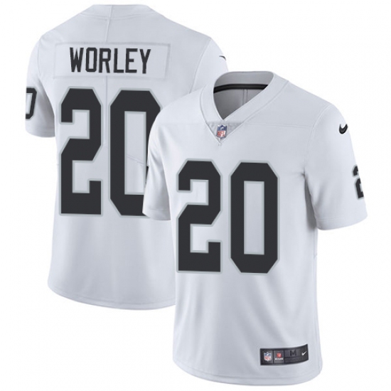 Men's Nike Oakland Raiders 20 Daryl Worley White Vapor Untouchable Limited Player NFL Jersey