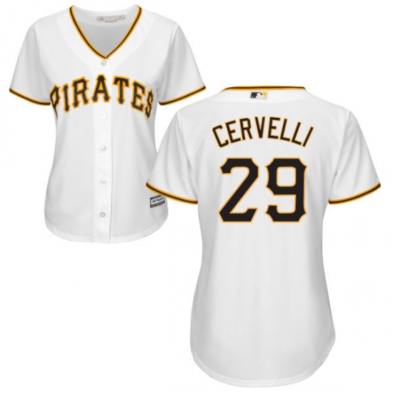 Women's Majestic Pittsburgh Pirates 29 Francisco Cervelli Authentic White Home Cool Base MLB Jersey