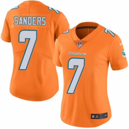 Women's Nike Miami Dolphins 7 Jason Sanders Limited Orange Rush Vapor Untouchable NFL Jersey