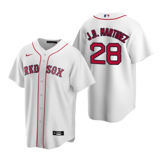 Men's Nike Boston Red Sox 28 J.D. Martinez White Home Stitched Baseball Jersey