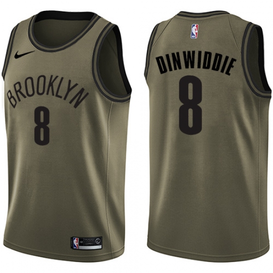 Youth Nike Brooklyn Nets 8 Spencer Dinwiddie Swingman Green Salute to Service NBA Jersey
