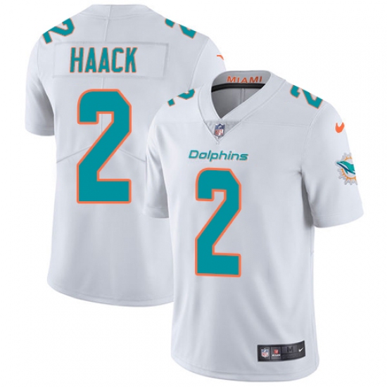 Men's Nike Miami Dolphins 2 Matt Haack White Vapor Untouchable Limited Player NFL Jersey