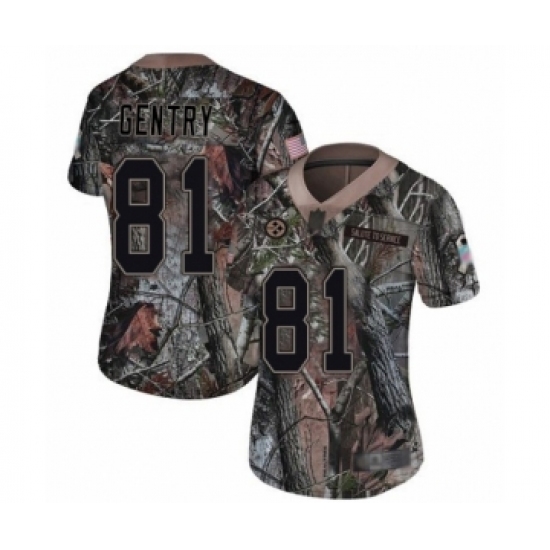 Women's Pittsburgh Steelers 81 Zach Gentry Camo Rush Realtree Limited Football Jersey