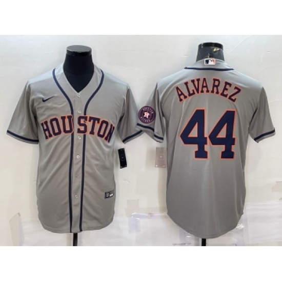 Men's Houston Astros 44 Yordan Alvarez Grey With Patch Stitched MLB Cool Base Nike Jersey