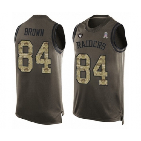Men's Oakland Raiders 84 Antonio Brown Limited Green Salute to Service Tank Top Football Jersey
