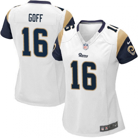 Women's Nike Los Angeles Rams 16 Jared Goff Game White NFL Jersey