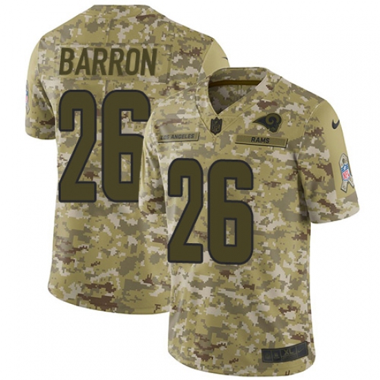 Youth Nike Los Angeles Rams 26 Mark Barron Limited Camo 2018 Salute to Service NFL Jersey