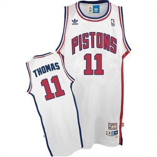 Men's Adidas Detroit Pistons 11 Isiah Thomas Authentic White Throwback NBA Jersey