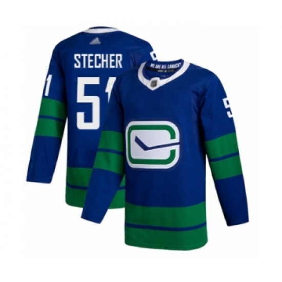 Men's Vancouver Canucks 51 Troy Stecher Authentic Royal Blue Alternate Hockey Jersey