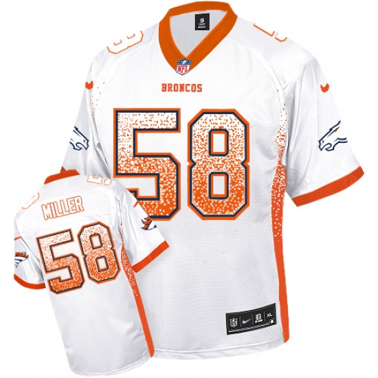 Men's Nike Denver Broncos 58 Von Miller Elite White Drift Fashion NFL Jersey