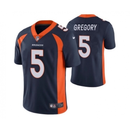 Men's Denver Broncos 5 Randy Gregory Navy Vapor Untouchable Limited Stitched Jersey
