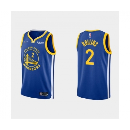 Mens Golden State Warriors 2 Ryan Rollins 2022 Royal Stitched Basketball Jersey