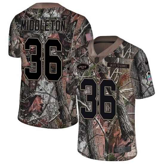 Youth Nike New York Jets 36 Doug Middleton Limited Camo Rush Realtree NFL Jersey