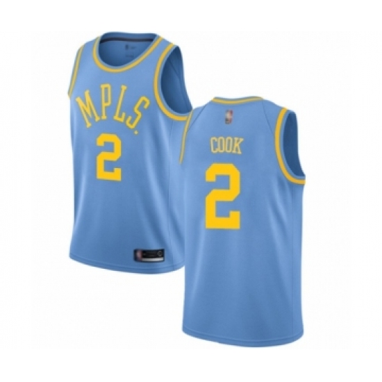 Men's Los Angeles Lakers 2 Quinn Cook Authentic Blue Hardwood Classics Basketball Jersey