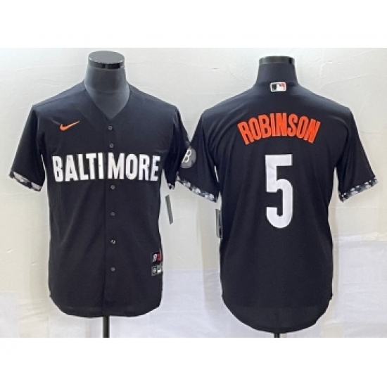 Men's Baltimore Orioles 5 Brooks Robinson Black 2023 City Connect Cool Base Stitched Jersey