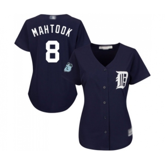 Women's Detroit Tigers 8 Mikie Mahtook Replica Navy Blue Alternate Cool Base Baseball Jersey