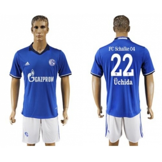 Schalke 04 22 Uchida Blue Home Soccer Club Jersey