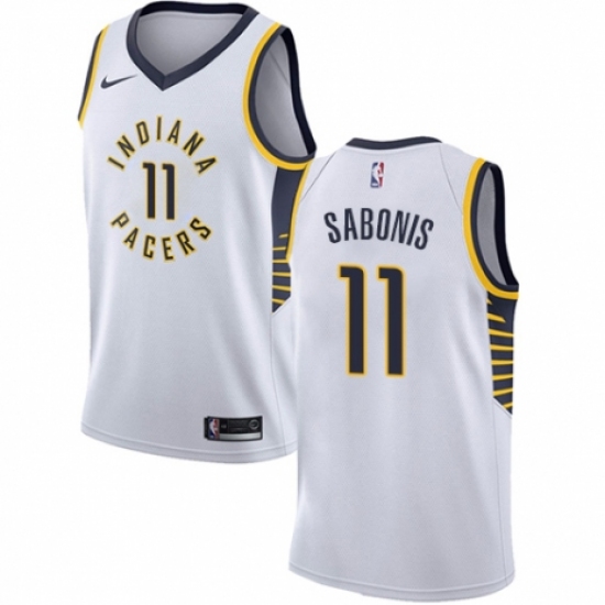 Men's Nike Indiana Pacers 11 Domantas Sabonis Authentic White NBA Jersey - Association Edition