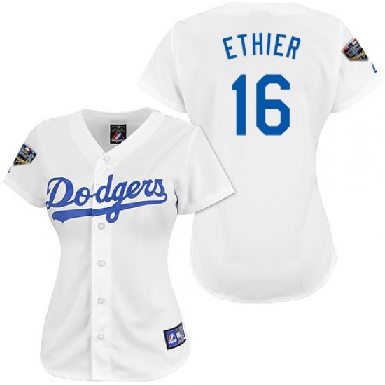 Women's Majestic Los Angeles Dodgers 16 Andre Ethier Authentic White 2018 World Series MLB Jersey