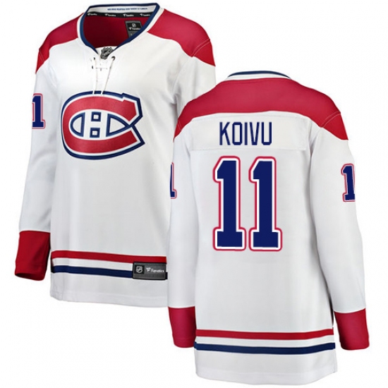 Women's Montreal Canadiens 11 Saku Koivu Authentic White Away Fanatics Branded Breakaway NHL Jersey