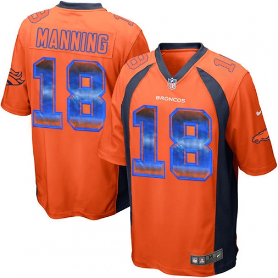 Men's Nike Denver Broncos 18 Peyton Manning Limited Orange Strobe NFL Jersey