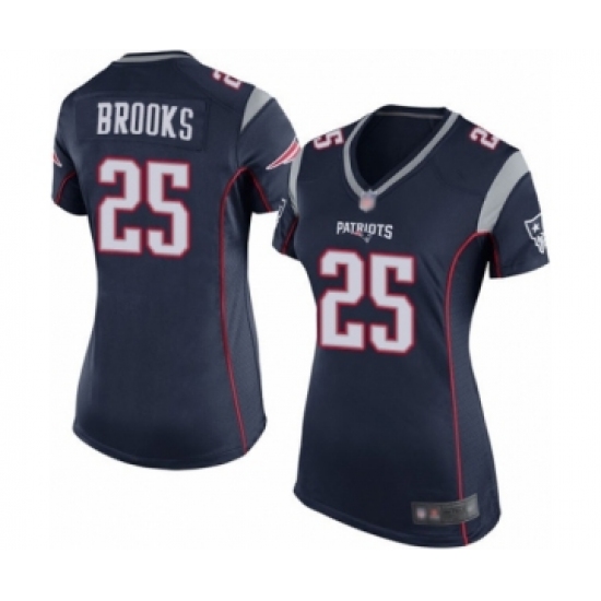 Women's New England Patriots 25 Terrence Brooks Game Navy Blue Team Color Football Jersey