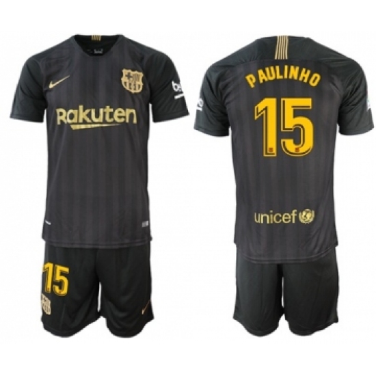 Barcelona 15 Paulinho Black Soccer Club Jersey