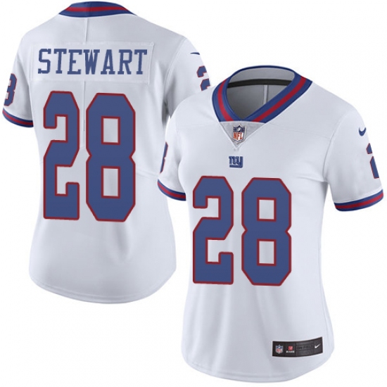 Women's Nike New York Giants 28 Jonathan Stewart Limited White Rush Vapor Untouchable NFL Jersey