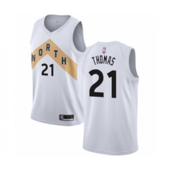 Men's Toronto Raptors 21 Matt Thomas Authentic White Basketball Jersey - City Edition