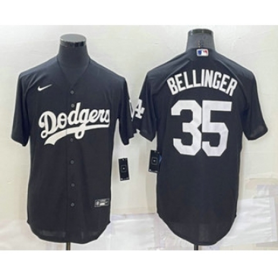 Men's Los Angeles Dodgers 35 Cody Bellinger Black Turn Back The Clock Stitched Cool Base Jersey