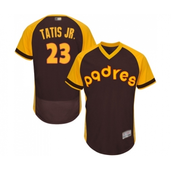 Men's San Diego Padres 23 Fernando Tatis Jr. Brown Alternate Cooperstown Authentic Collection Flex Base Baseball Jersey