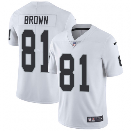 Men's Nike Oakland Raiders 81 Tim Brown White Vapor Untouchable Limited Player NFL Jersey