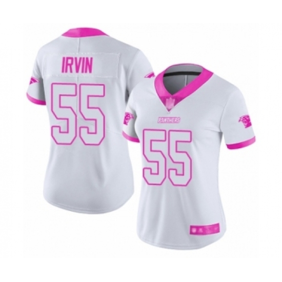 Women's Carolina Panthers 55 Bruce Irvin Limited White Pink Rush Fashion Football Jersey