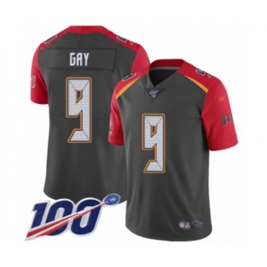 Men's Tampa Bay Buccaneers 9 Matt Gay Limited Gray Inverted Legend 100th Season Football Jersey