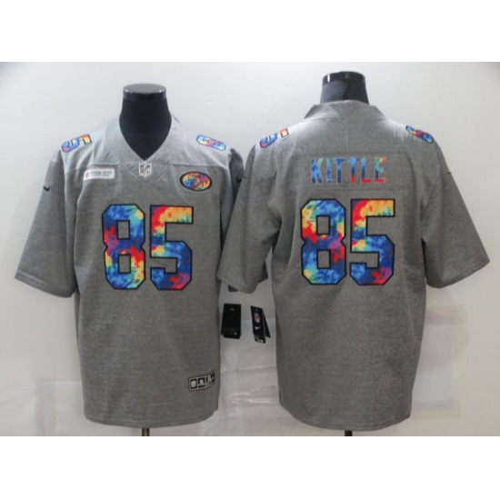 Men's San Francisco 49ers 85 George Kittle Gray Rainbow Version Nike Limited Jersey
