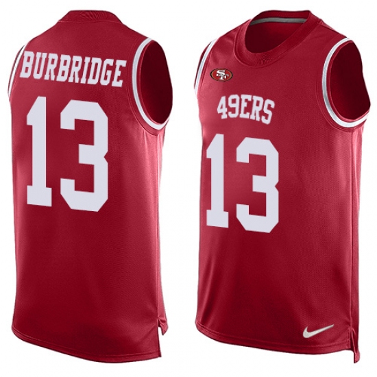 Men's Nike San Francisco 49ers 13 Aaron Burbridge Limited Red Player Name & Number Tank Top NFL Jersey