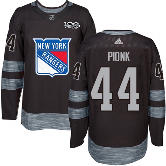 Men's Adidas New York Rangers 44 Neal Pionk Black 1917-2017 100th Anniversary Stitched NHL Jersey