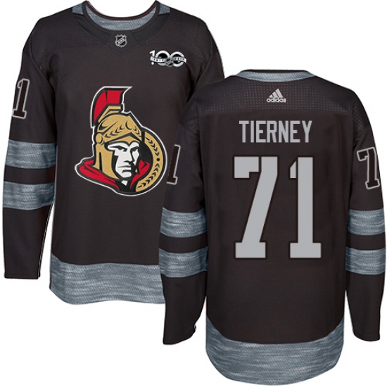 Men's Adidas Ottawa Senators 71 Chris Tierney Authentic Black 1917-2017 100th Anniversary NHL Jersey