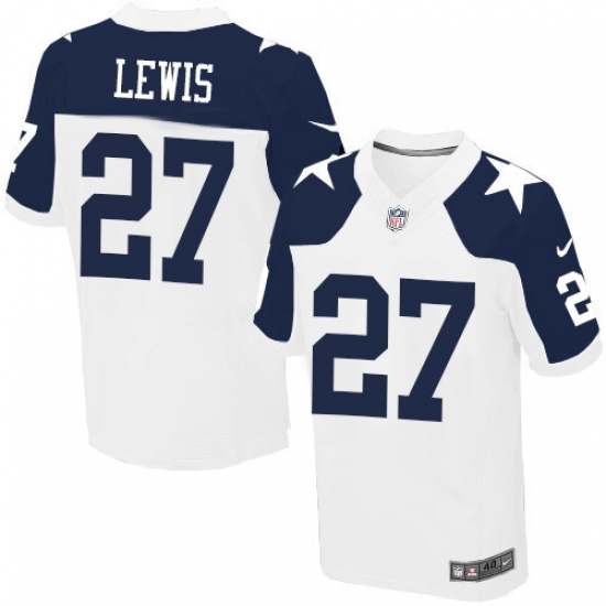 Men's Nike Dallas Cowboys 27 Jourdan Lewis Elite White Throwback Alternate NFL Jersey