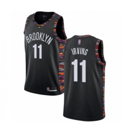 Men's Brooklyn Nets 11 Kyrie Irving Authentic Black Basketball Jersey - 2018 19 City Edition
