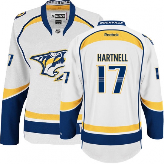 Women's Reebok Nashville Predators 17 Scott Hartnell Authentic White Away NHL Jersey