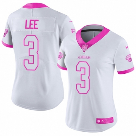 Women's Nike Jacksonville Jaguars 3 Tanner Lee Limited White/Pink Rush Fashion NFL Jersey