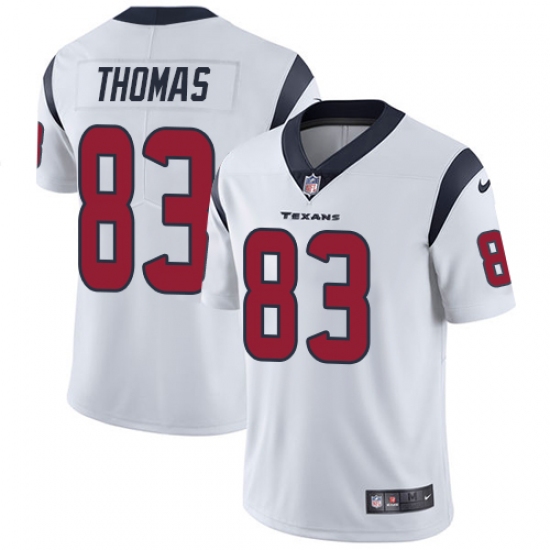 Men's Nike Houston Texans 83 Jordan Thomas White Vapor Untouchable Limited Player NFL Jersey
