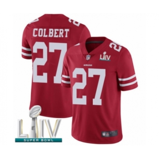 Men's San Francisco 49ers 27 Adrian Colbert Red Team Color Vapor Untouchable Limited Player Super Bowl LIV Bound Football Jersey