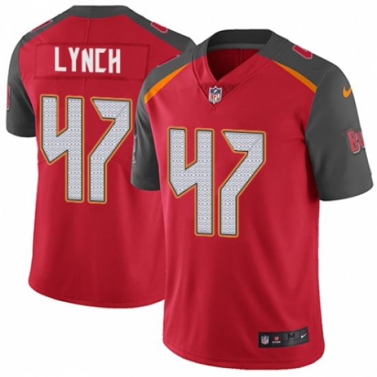 Men's Nike Tampa Bay Buccaneers 47 John Lynch Red Team Color Vapor Untouchable Limited Player NFL Jersey