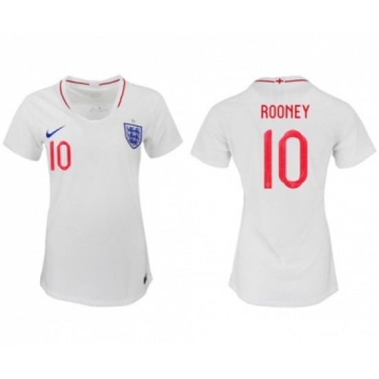 Women's England 10 Rooney Home Soccer Country Jersey